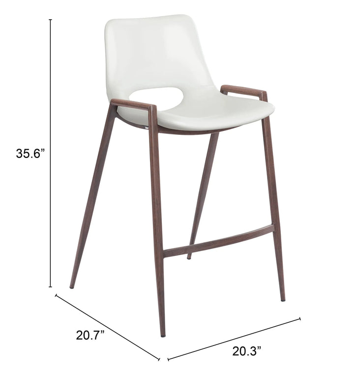 Desi Counter Stool White & Walnut