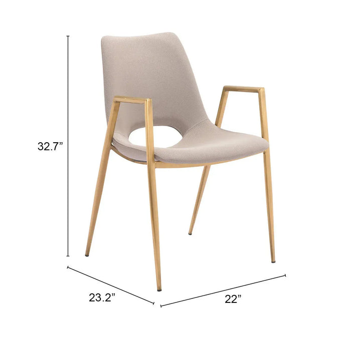 Desi Dining Chair Beige & Gold