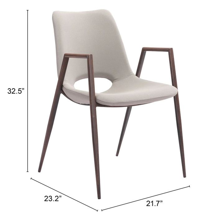 Desi Dining Chair Beige & Walnut
