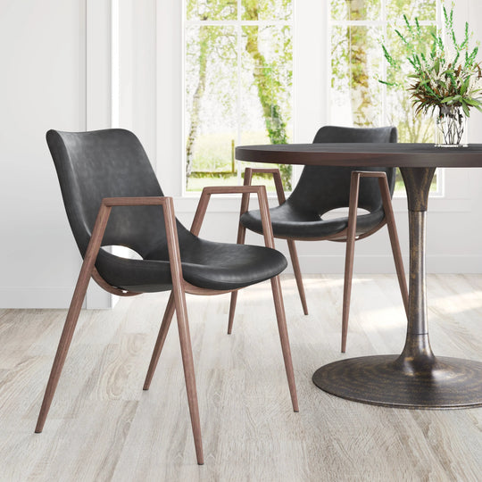 Desi Dining Chair (Set of 2) Black & Walnut