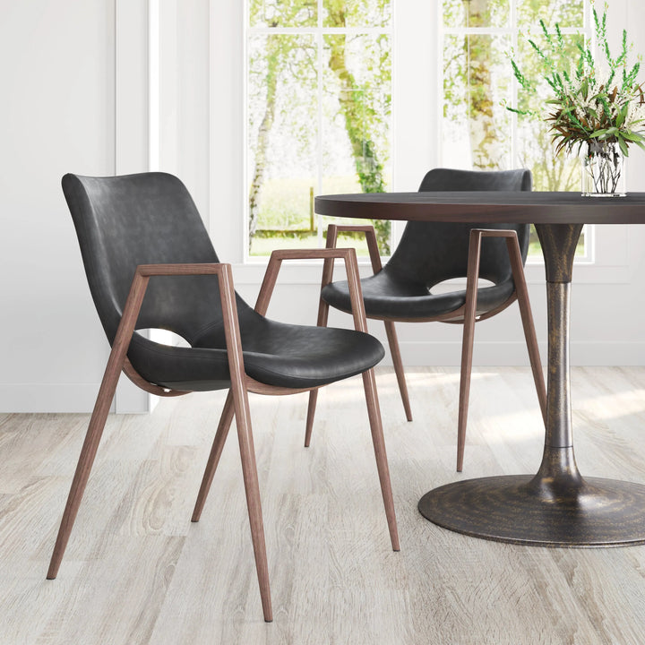 Desi Dining Chair (Set of 2) Black & Walnut
