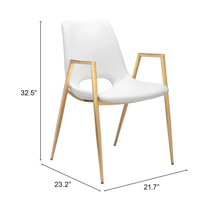 Desi Dining Chair White & Gold