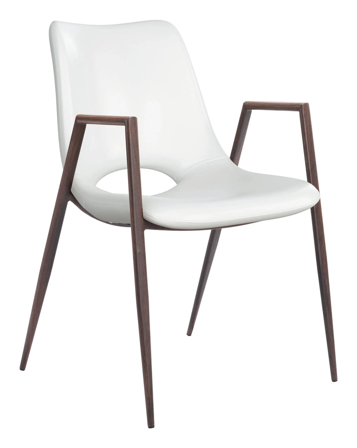 Desi Dining Chair  White & Walnut