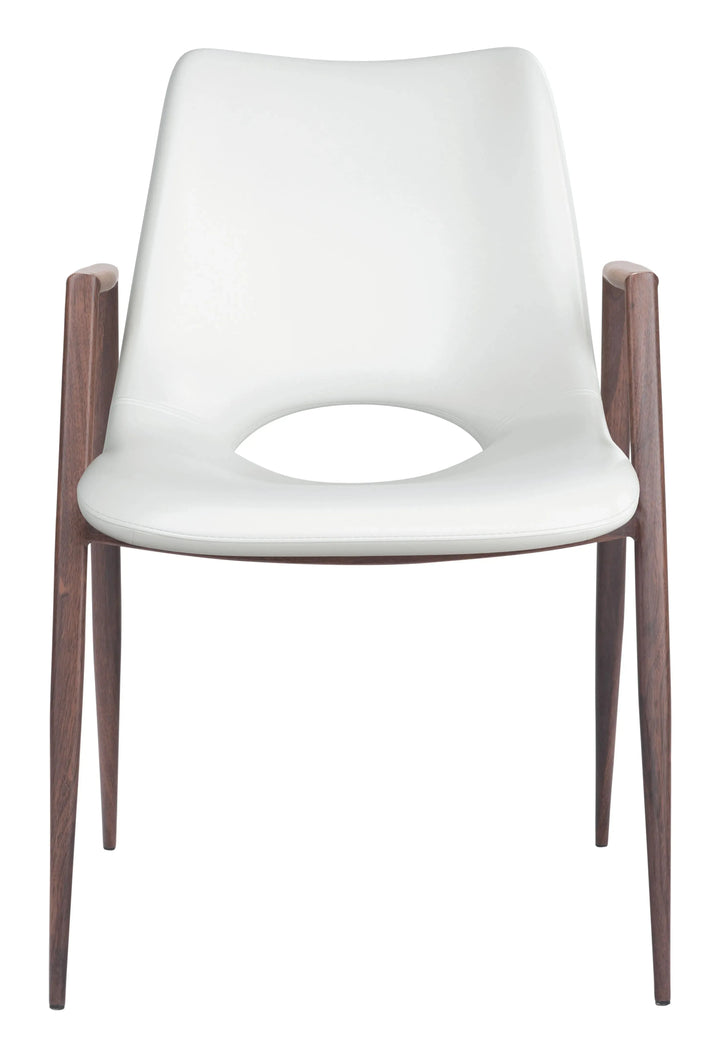 Desi Dining Chair  White & Walnut