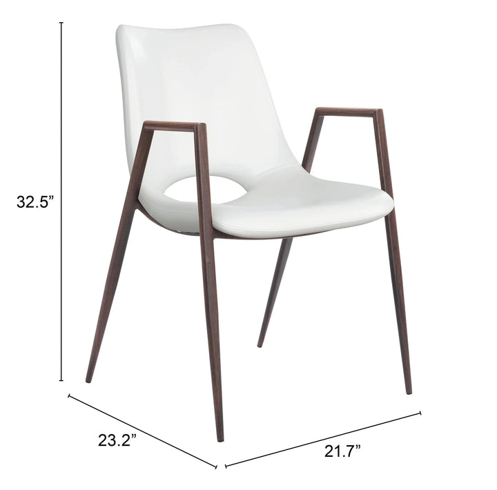 Desi Dining Chair  White & Walnut