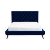 Dillon Blue Velvet Platform Bed (Queen Size)