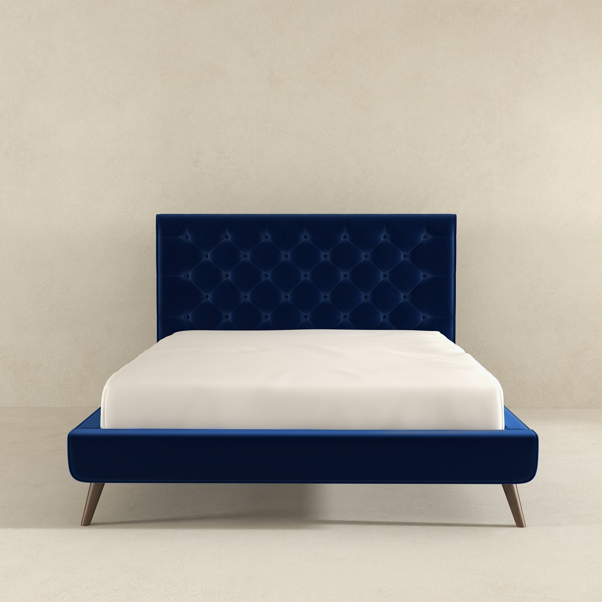 Dillon Blue Velvet Platform Bed (Queen Size)