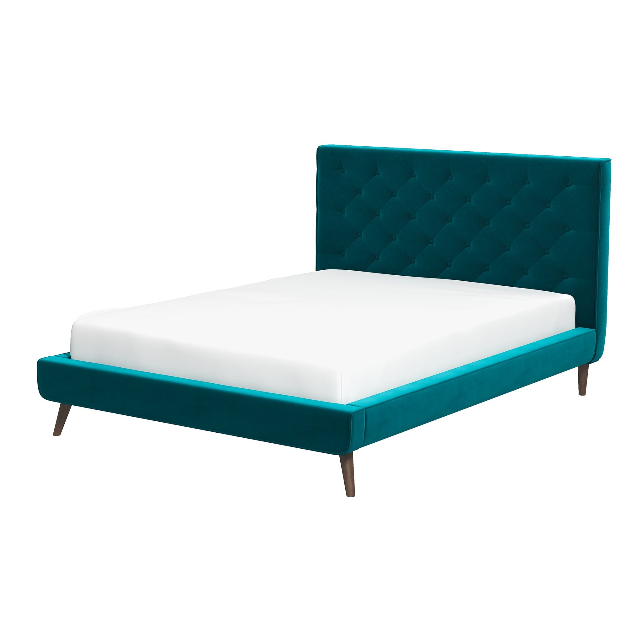 Dillon Teal Velvet Platform Bed(Queen Size)