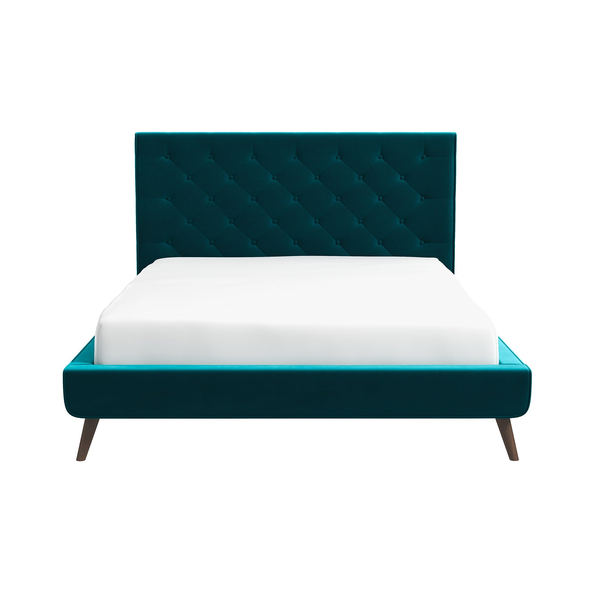 Dillon Teal Velvet Platform Bed(Queen Size)