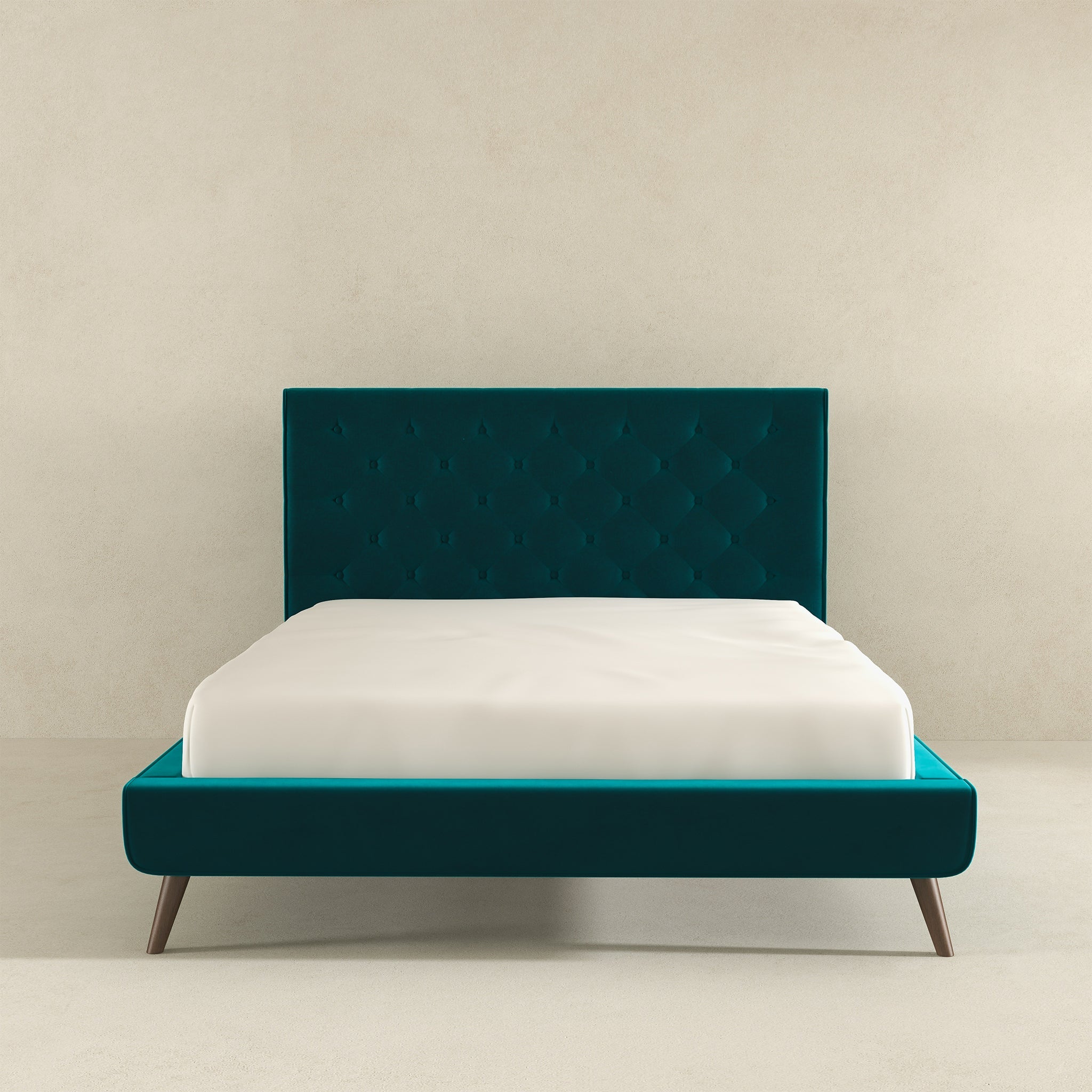 Dillon Teal Velvet Platform Bed(Queen Size)