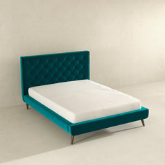 Dillon Teal Velvet Platform Bed(Queen Size)