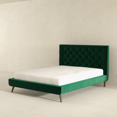 Dillon Dark Green Velvet Platform Bed