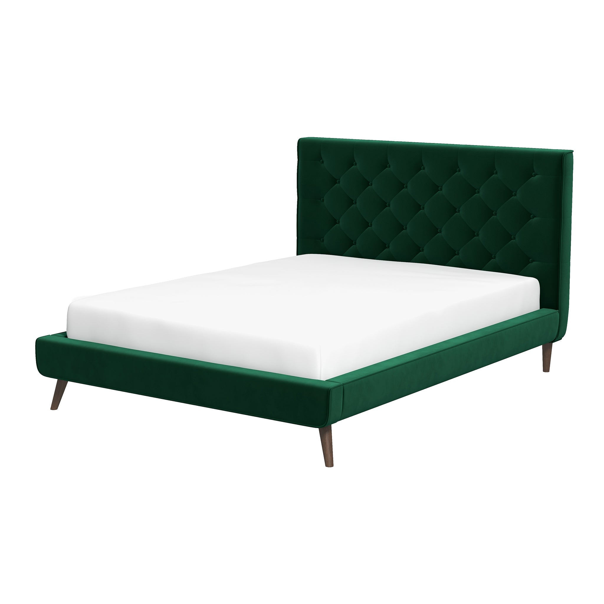 Dillon Dark Green Velvet Platform Bed