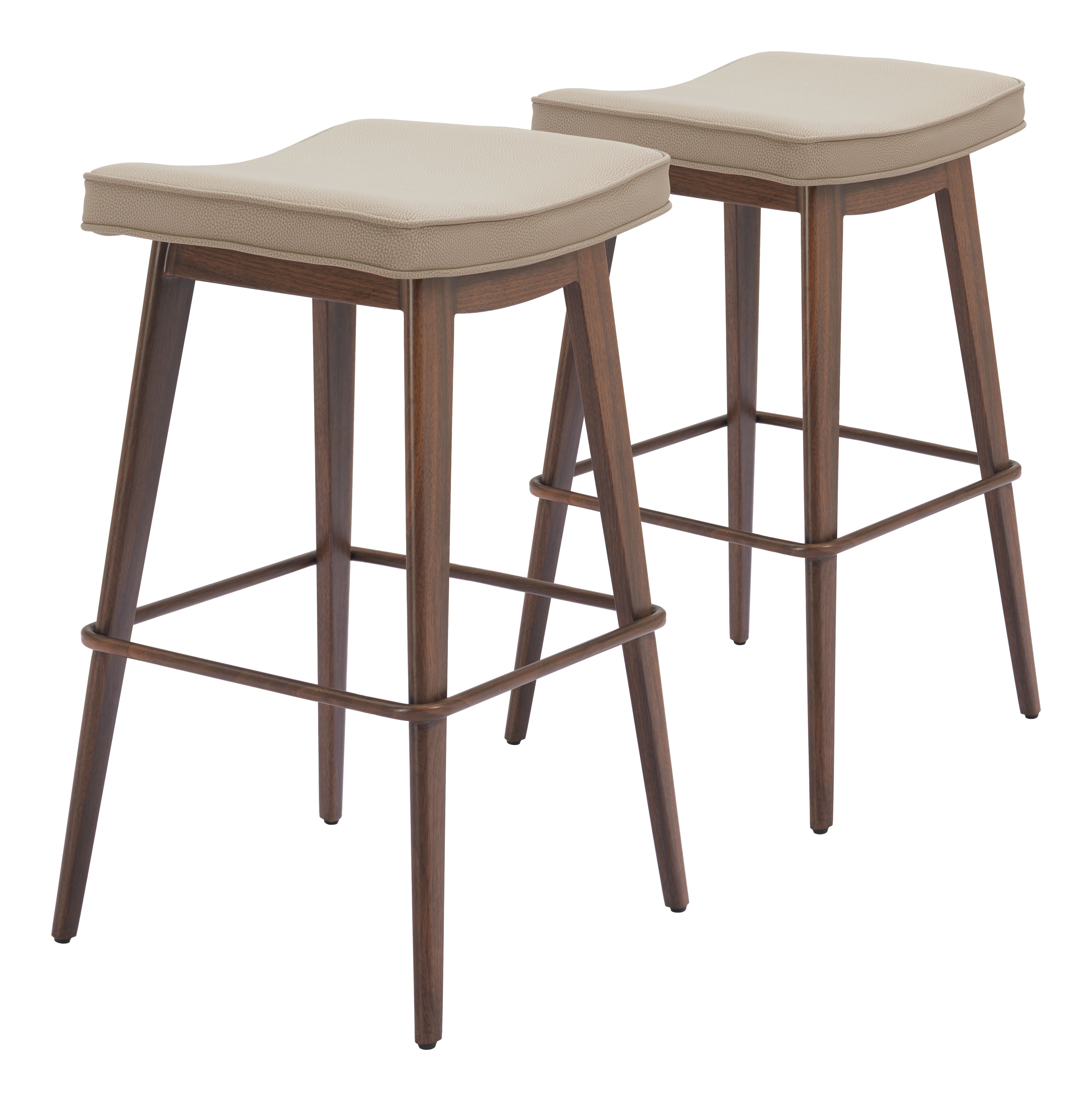 Divat Counter Stool Beige & Walnut