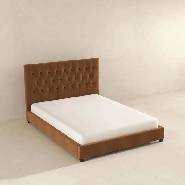 Donald Mid Century Modern Cognac Platform Bed King