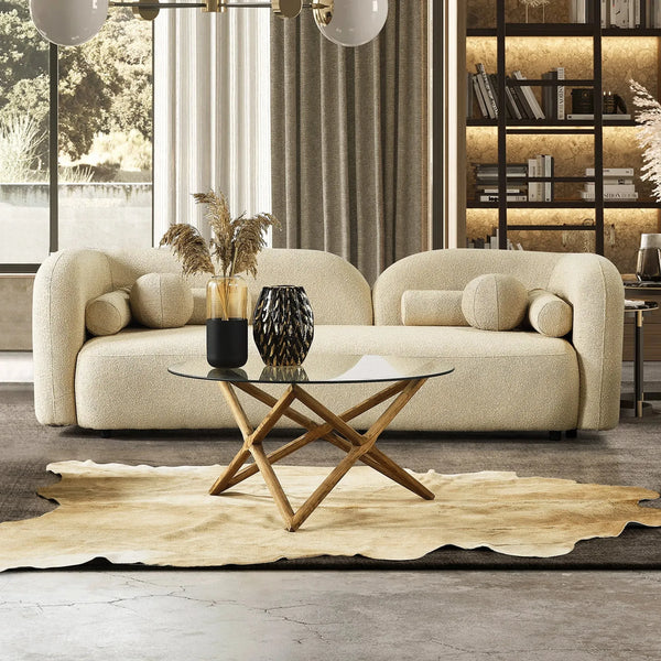 Donna Japandi Style Boucle Sofa Ivory