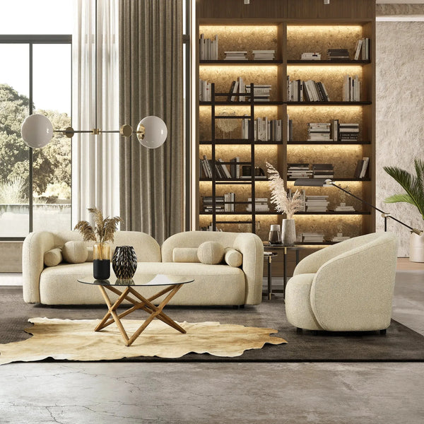 Donna Japandi Style Boucle Sofa Ivory