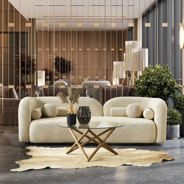 Donna Japandi Style Boucle Sofa Ivory
