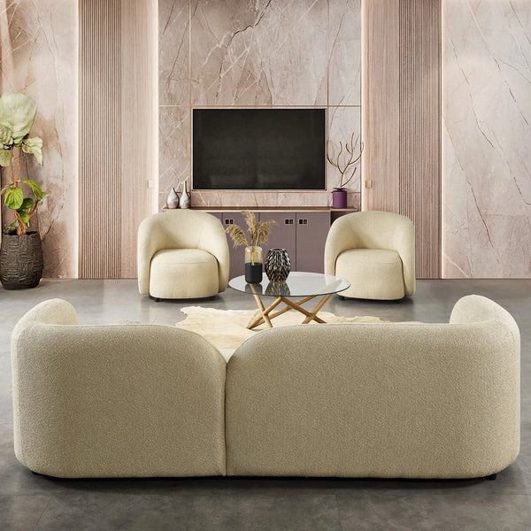 Donna Japandi Style Boucle Sofa Ivory