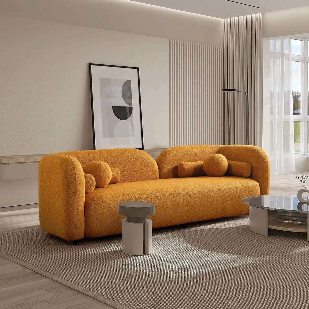 Donna Japandi Style Boucle Sofa Yellow