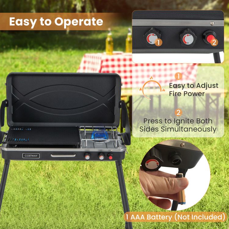 Dual-Burner Gas Camping Grill 