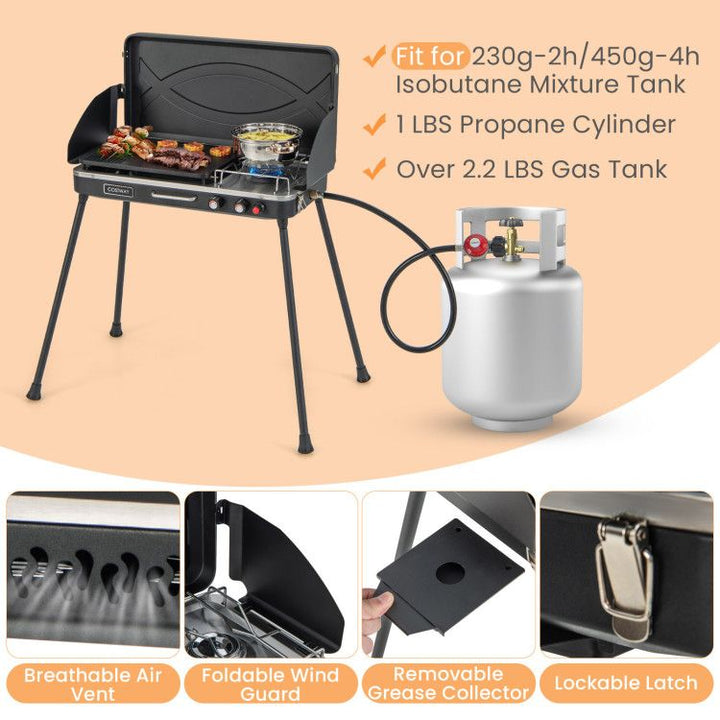 Dual-Burner Gas Camping Grill 