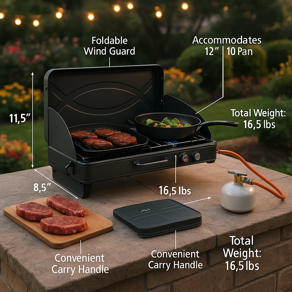 Dual-Burner Gas Camping Grill 