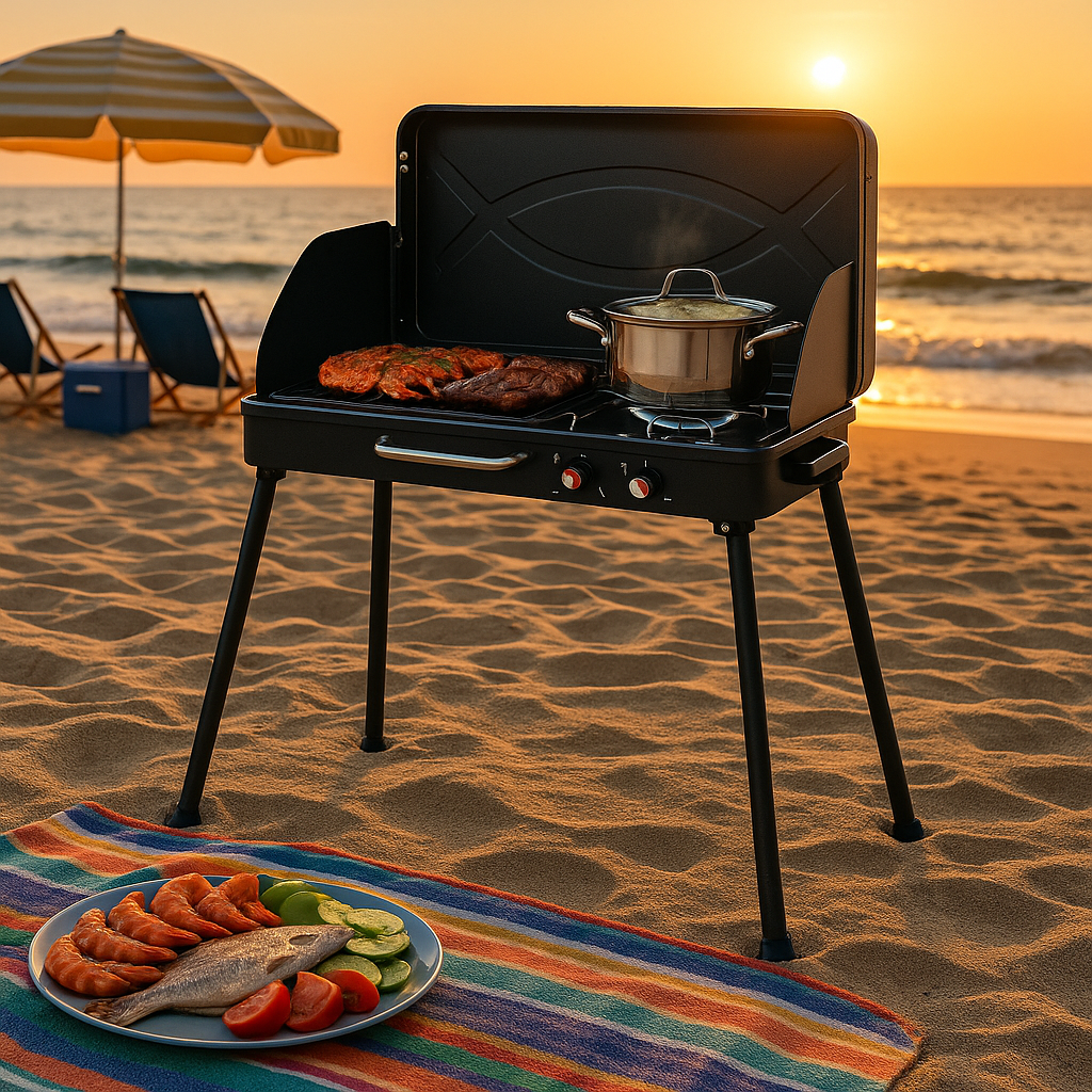 Dual-Burner Gas Camping Grill 