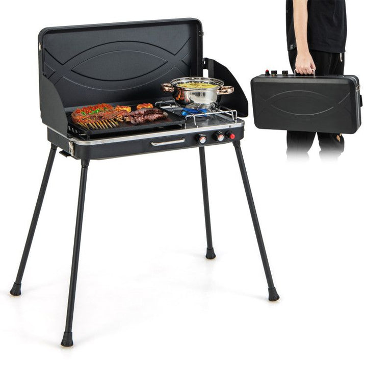Dual-Burner Gas Camping Grill 