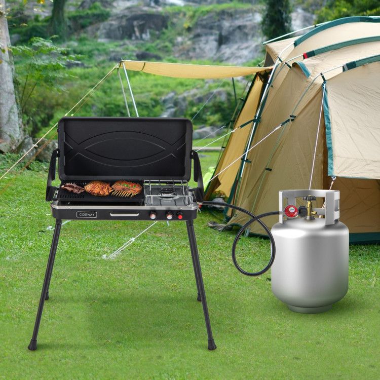Dual-Burner Gas Camping Grill 