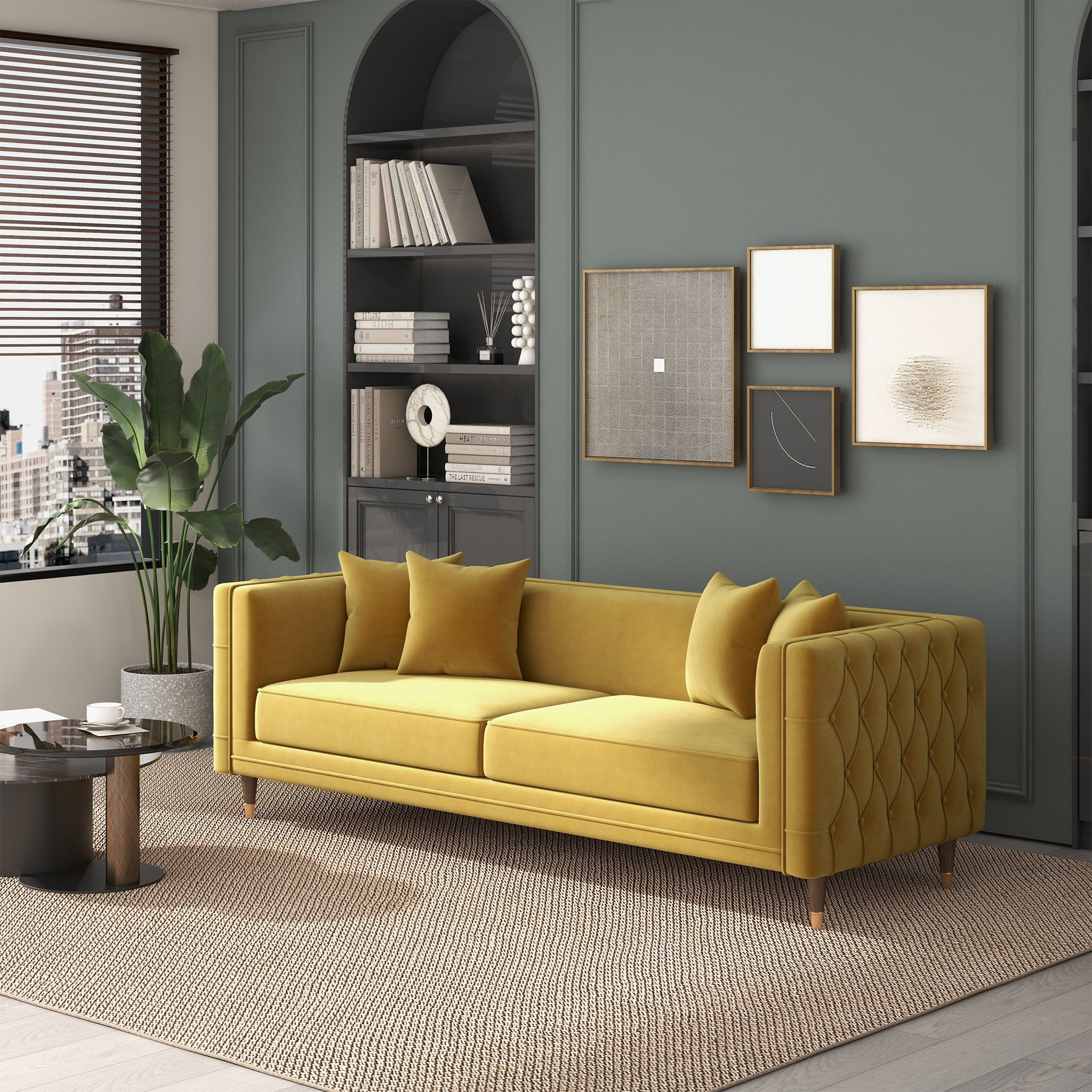 Edward Sofa Mustard Velvet