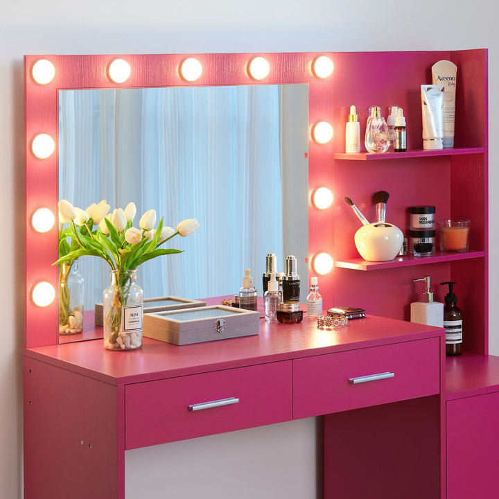 Elegant Rose Pink Vanity Desk 