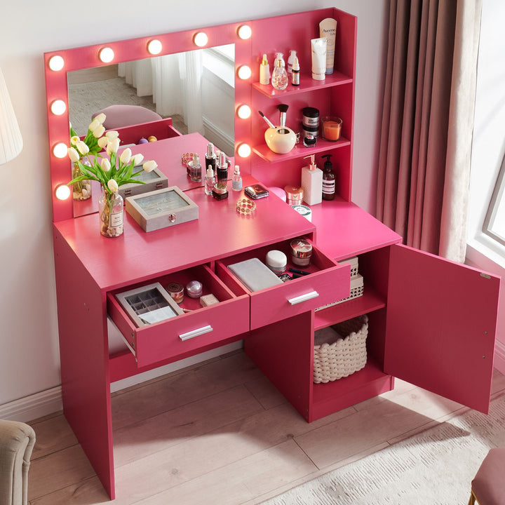 Elegant Rose Pink Vanity Desk 