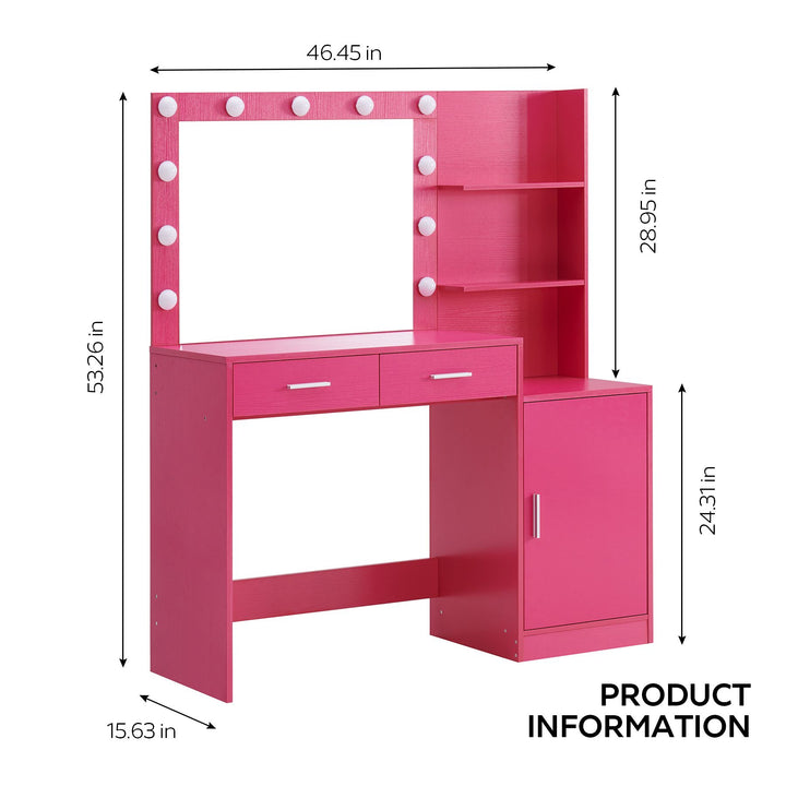 Elegant Rose Pink Vanity Desk 