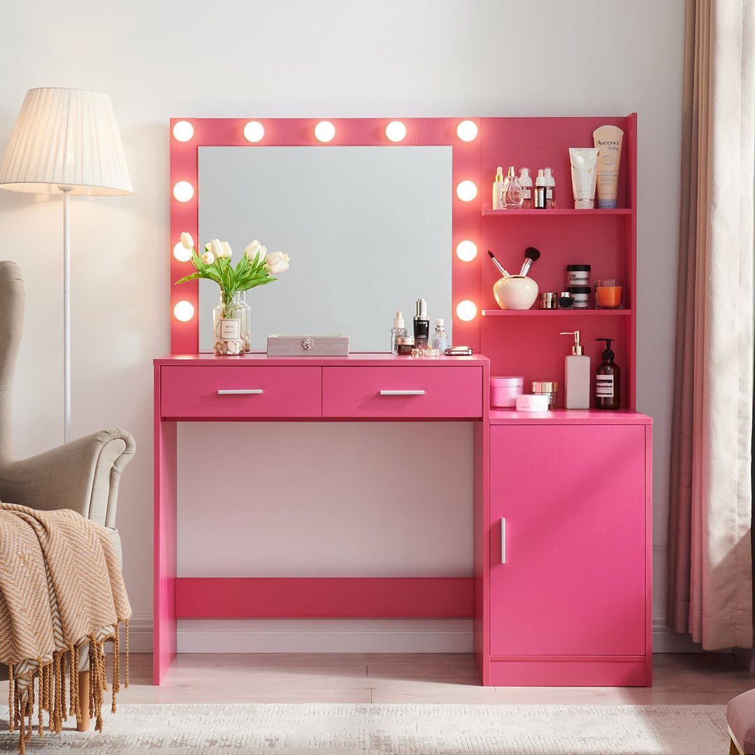 Elegant Rose Pink Vanity Desk 