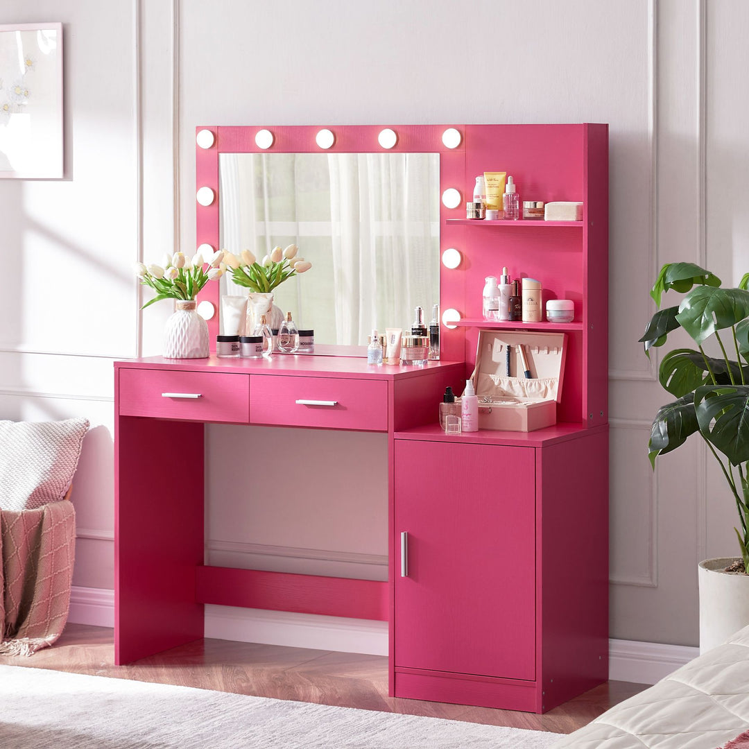 Elegant Rose Pink Vanity Desk 