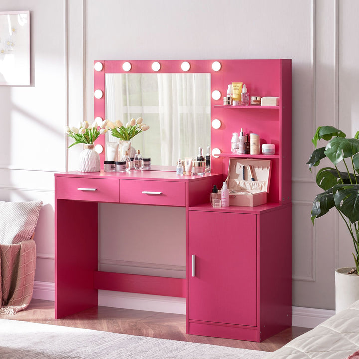 Elegant Rose Pink Vanity Desk 