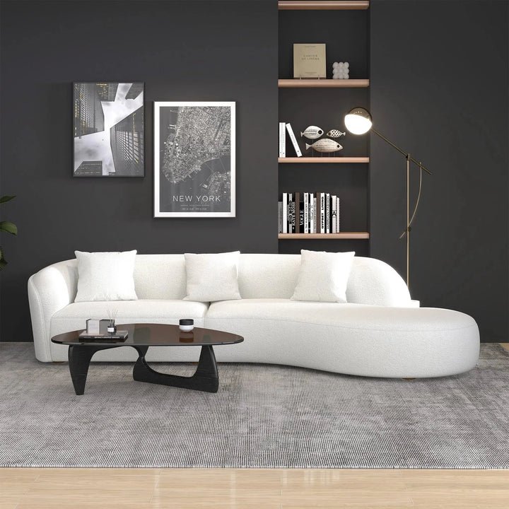 Elijah Japandi Style Curvy Sectional Sofa 126" Ivory