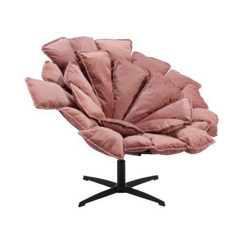 Kipas Accent Chair Pink – Contemporary Swivel Chair with Velvet Upholstery by Zuo Modern | Trufairs