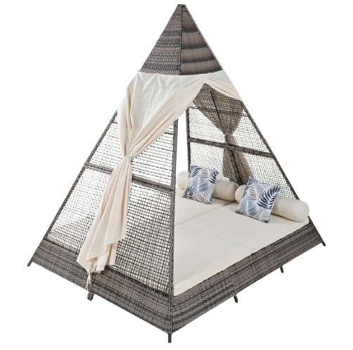 Go 905 Length Outdoor Sunbed with Colorful Pillows & Tent Shape Design | Trufairs