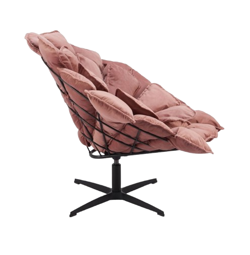 Kipas Accent Chair Pink – Contemporary Swivel Chair with Velvet Upholstery by Zuo Modern | Trufairs