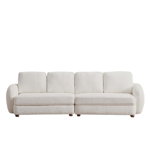 Paton 114.5'' Boucle Fabric Sofa Cream
