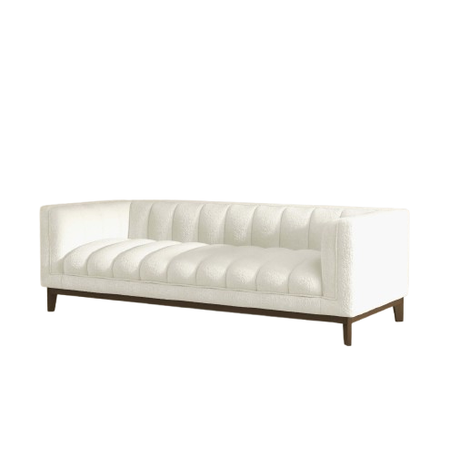 Melissa Mid-Century White Boucle Modern Sofa