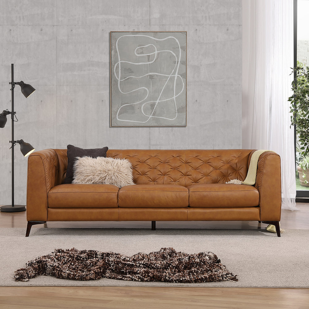 Fargo Tan Leather Sofa