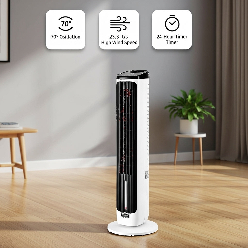 40″ Oscillating Tower Fan – 24 H Timer High Velocity 23.3 ft/s with Remote | Trufairs