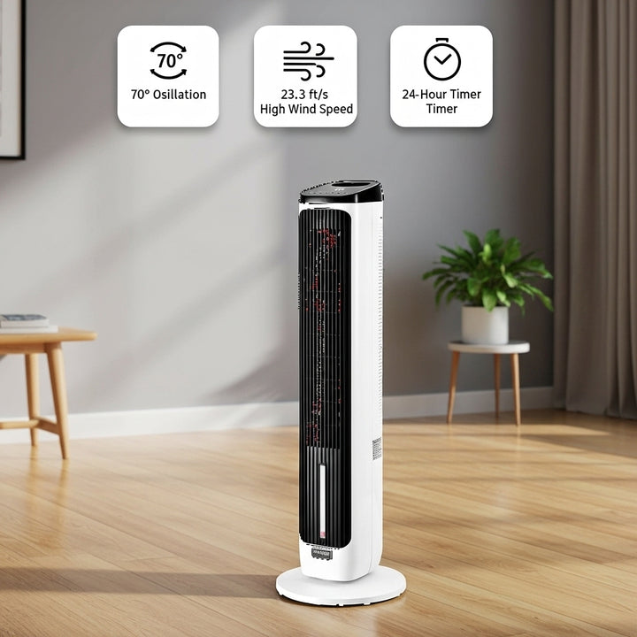 40″ Oscillating Tower Fan – 24 H Timer High Velocity 23.3 ft/s with Remote | Trufairs