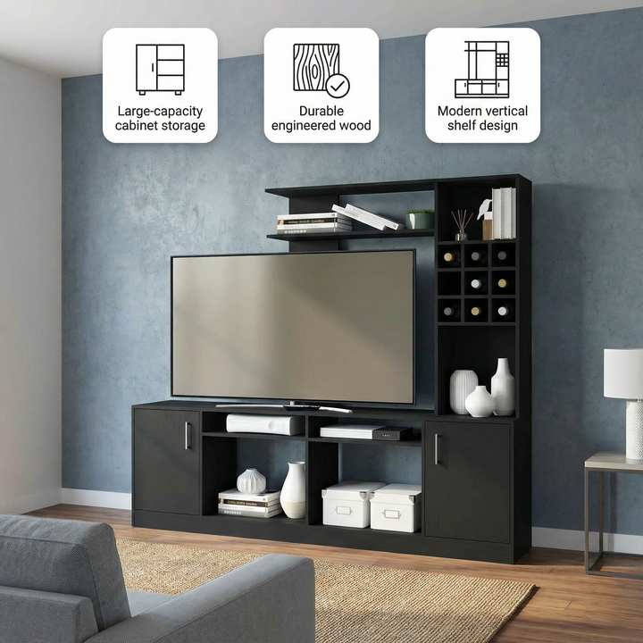 Vibrant Entertainment Center for TVs Up to 78" with Storage & Shelves | Trufairs