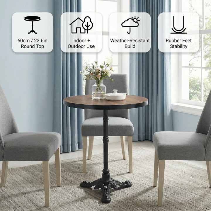 Gazebo Dining Table Walnut – Modern Sturdy Round Bistro Table | Dining Table | Trufairs
