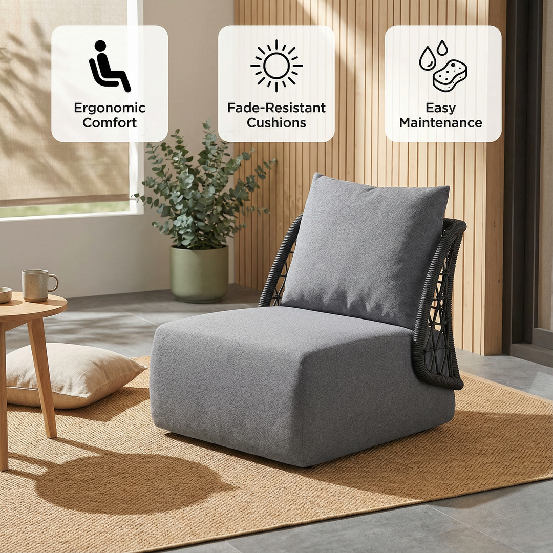 Mekan Accent Chair Gray – Durable Modern Outdoor Seating | Accent Chair | Trufairs