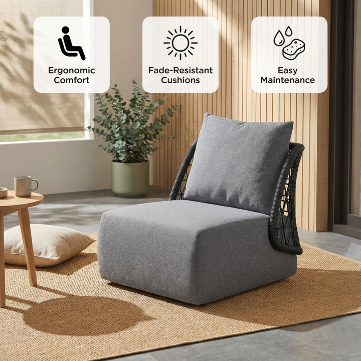 Mekan Accent Chair Gray – Durable Modern Outdoor Seating | Accent Chair | Trufairs